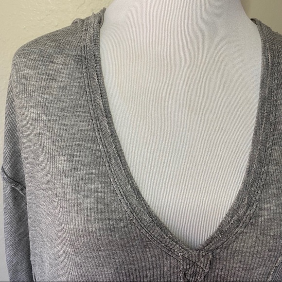 Free People Gray Golden Gate Ribbed T-Shirt Size M - Picture 10 of 12